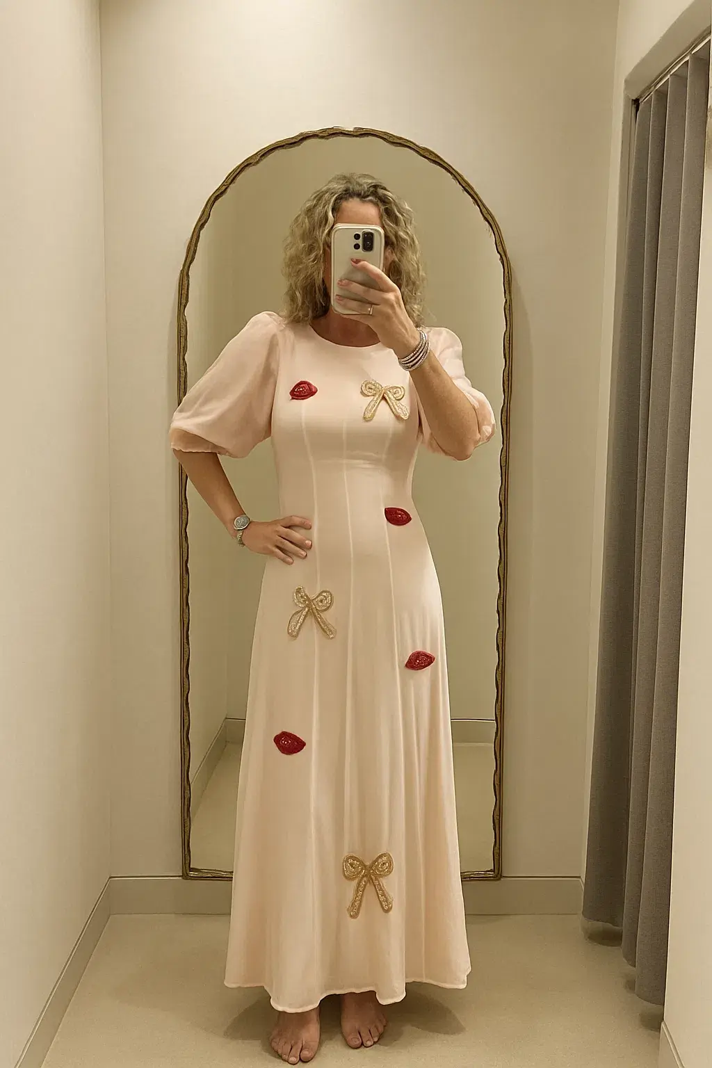 & Other Stories Bead-Embroidery Maxi Dress in  Pink Size AU 12 - Image 4