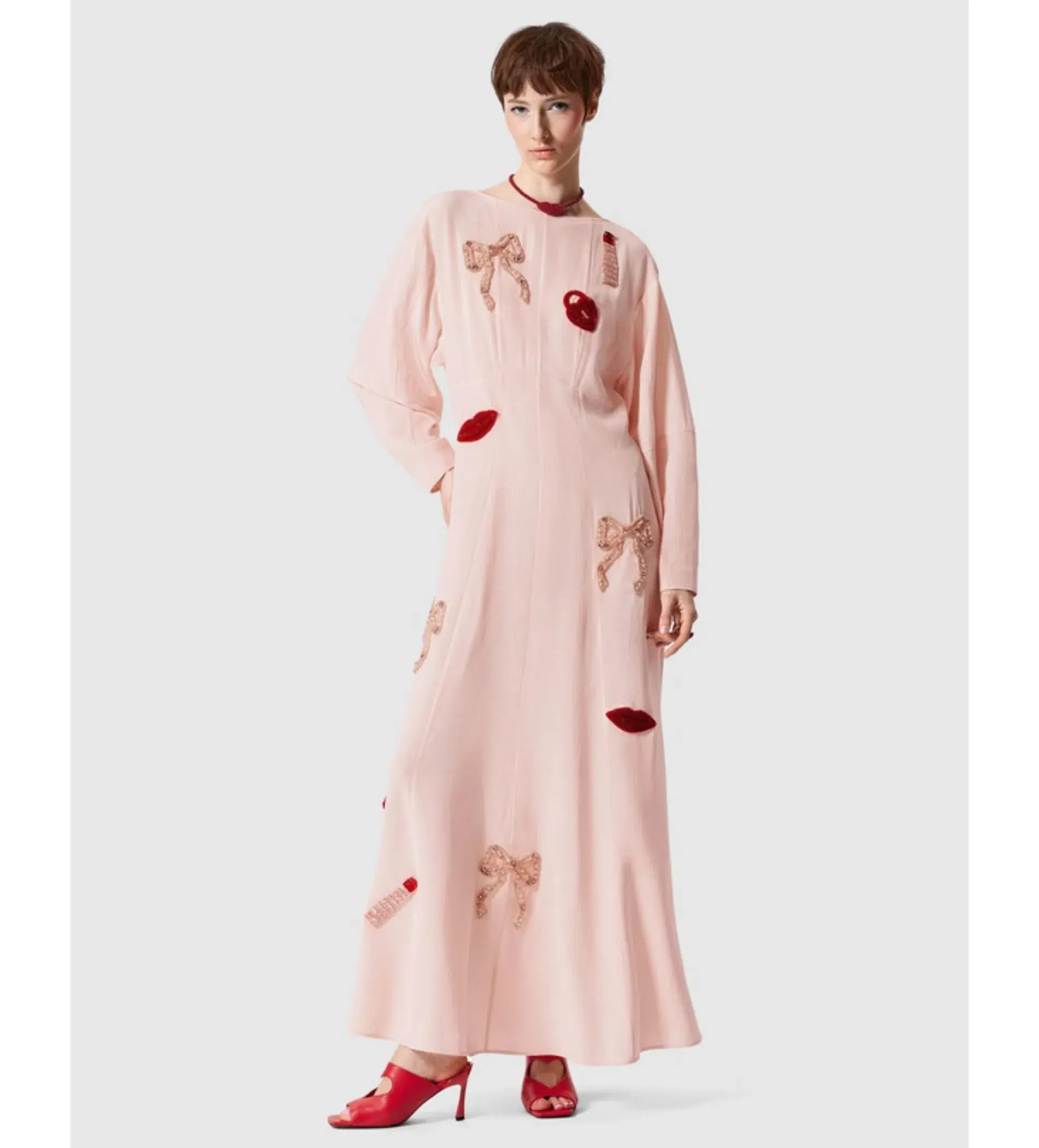& Other Stories Bead-Embroidery Maxi Dress in  Pink Size AU 12 - Image 1