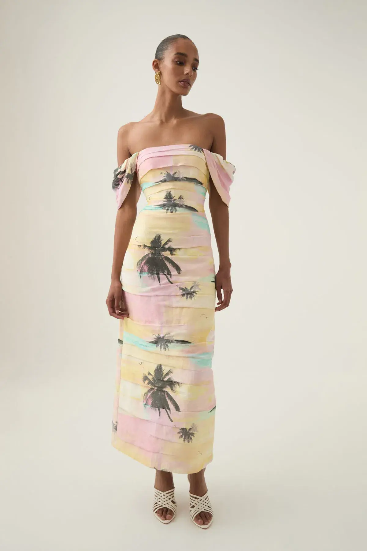 Aje Zara Gathered Maxi Dress in Sunset Sky Size 12 - Image 1