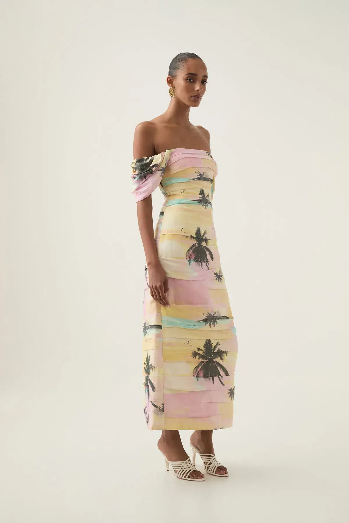 Aje Zara Gathered Maxi Dress in Sunset Sky Size 12 - Image 4