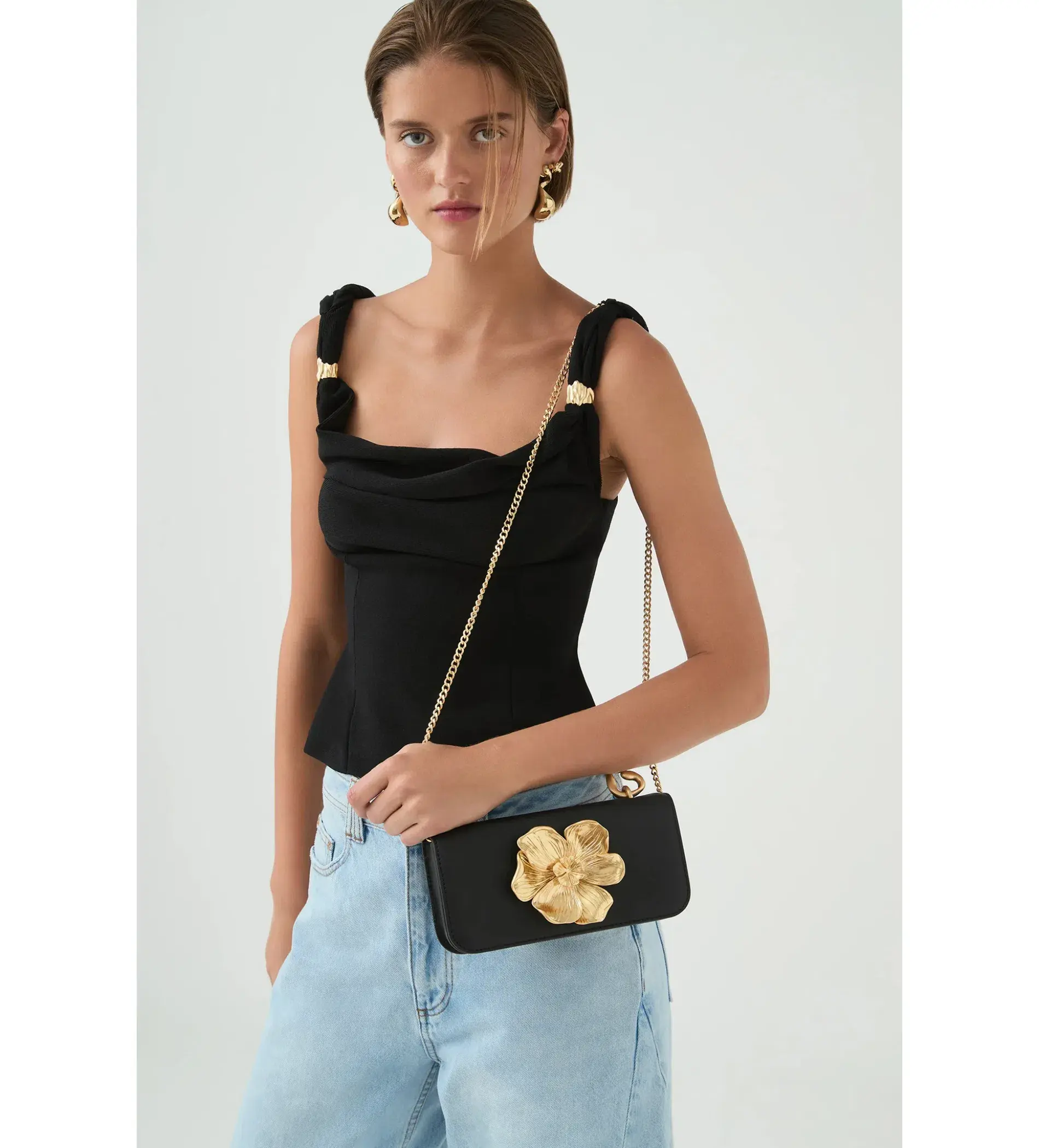 Aje Alessia Flower Clutch Black - Image 5
