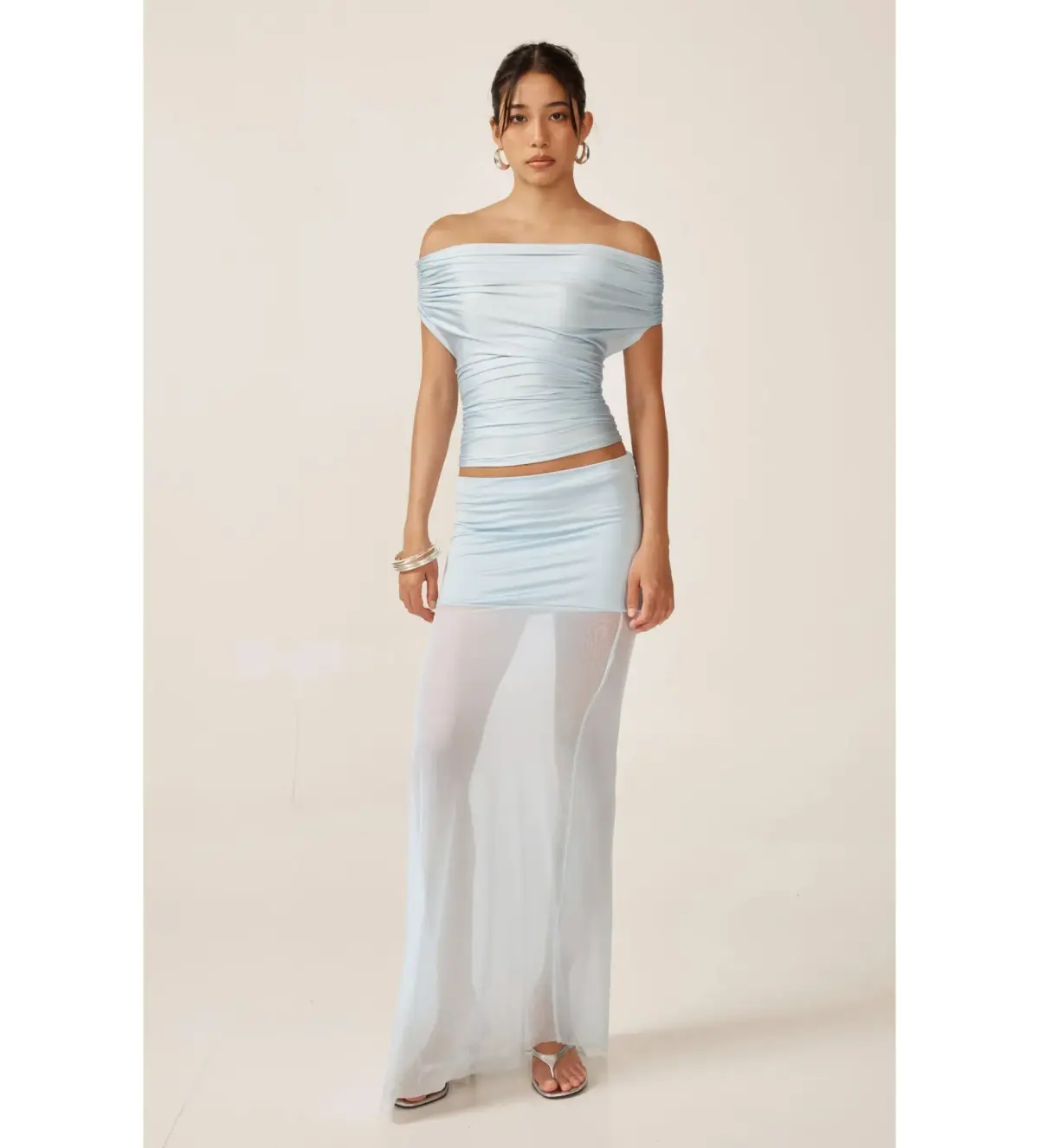 Ance Gria Grace Top & Skirt Set in Sky Blue Size AU 10 - Image 1
