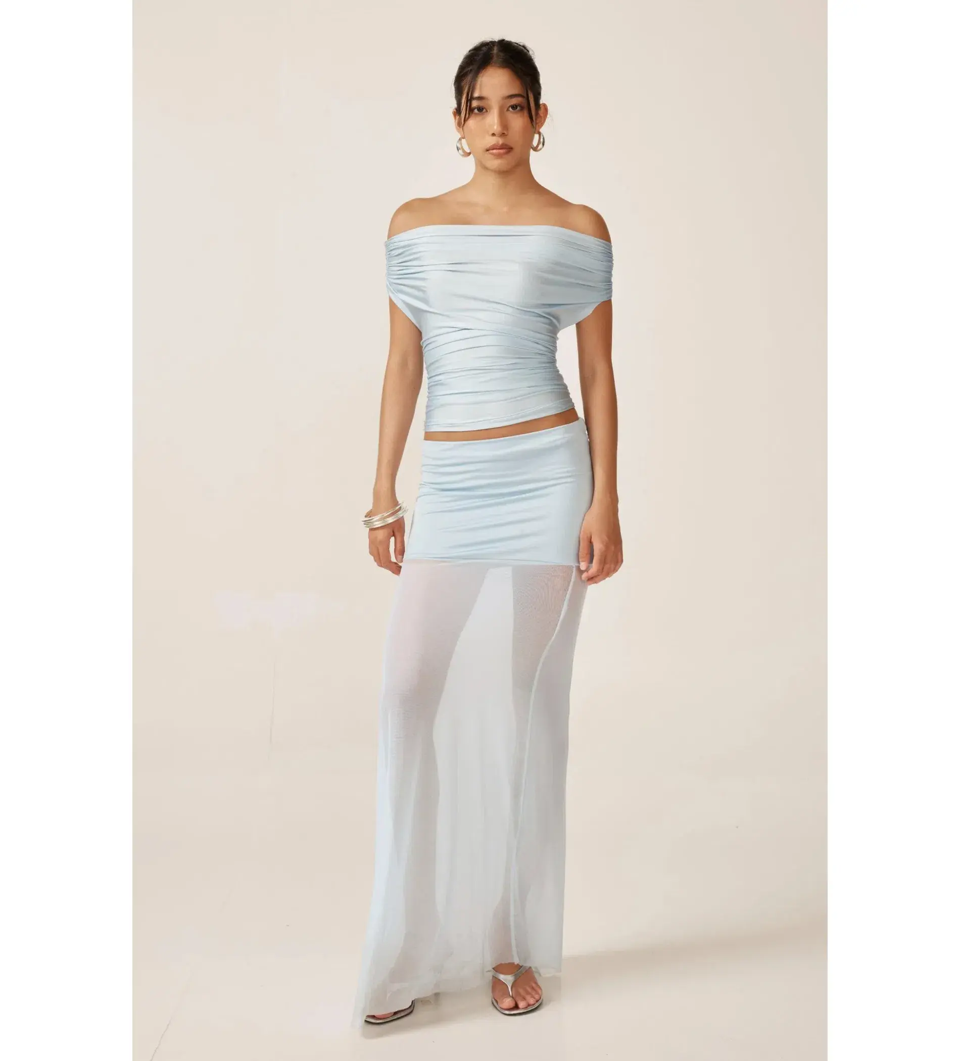 Ance Gria Grace Top & Skirt Set in Sky Blue Size AU 10 - Image 1