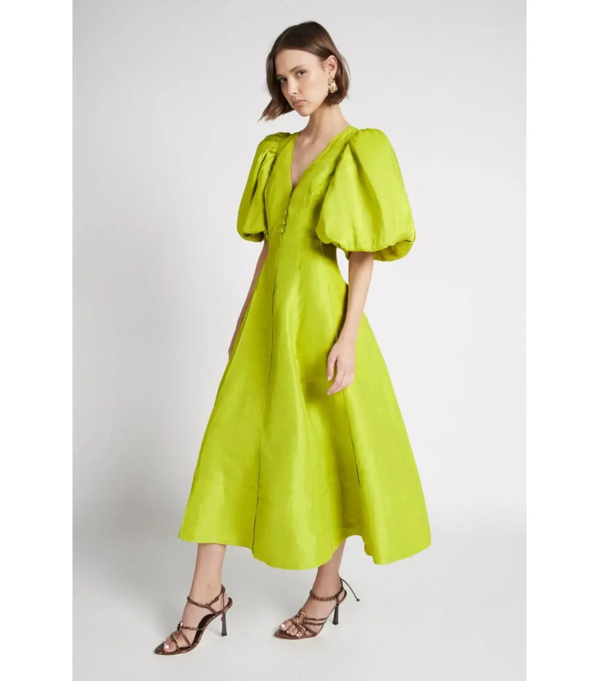 Aje Dusk Puff Sleeve Midi Dress Size AU 10 - Image 1