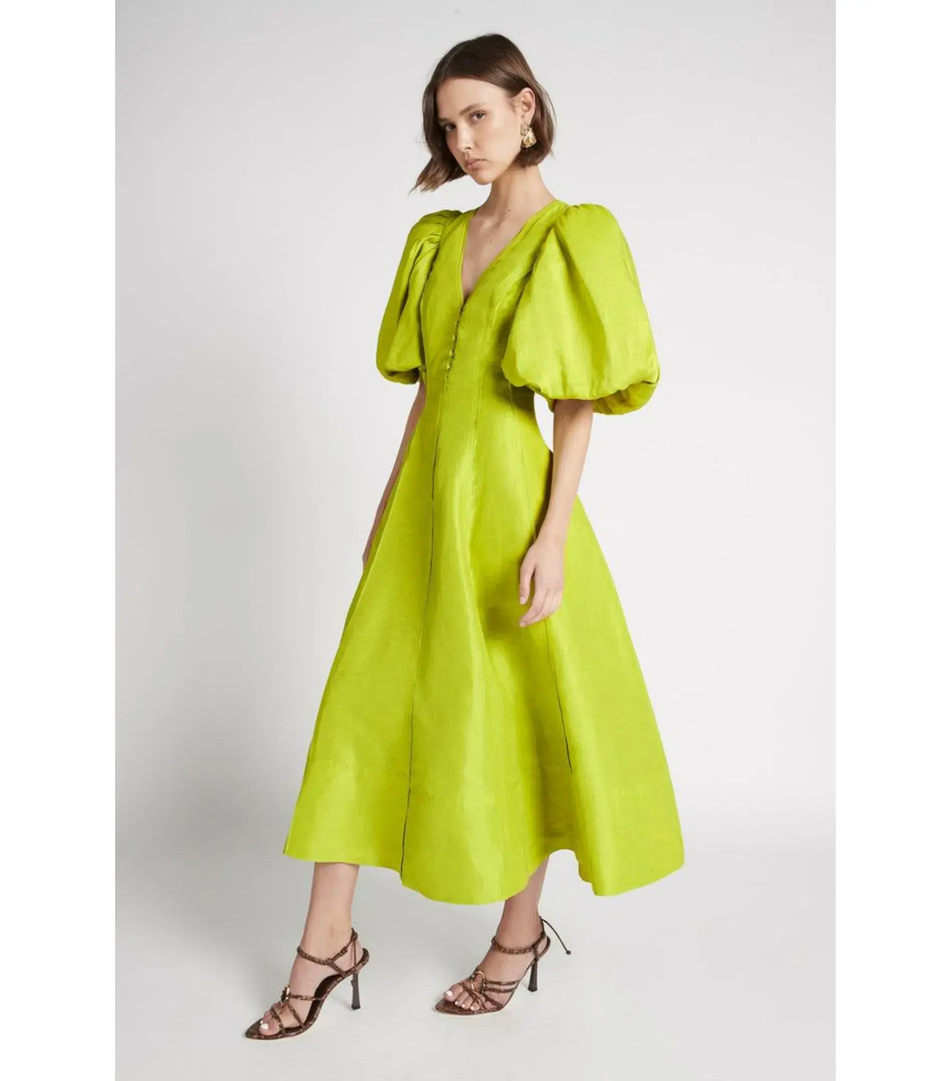 Aje Dusk Puff Sleeve Midi Dress Size AU 10 - Image 1