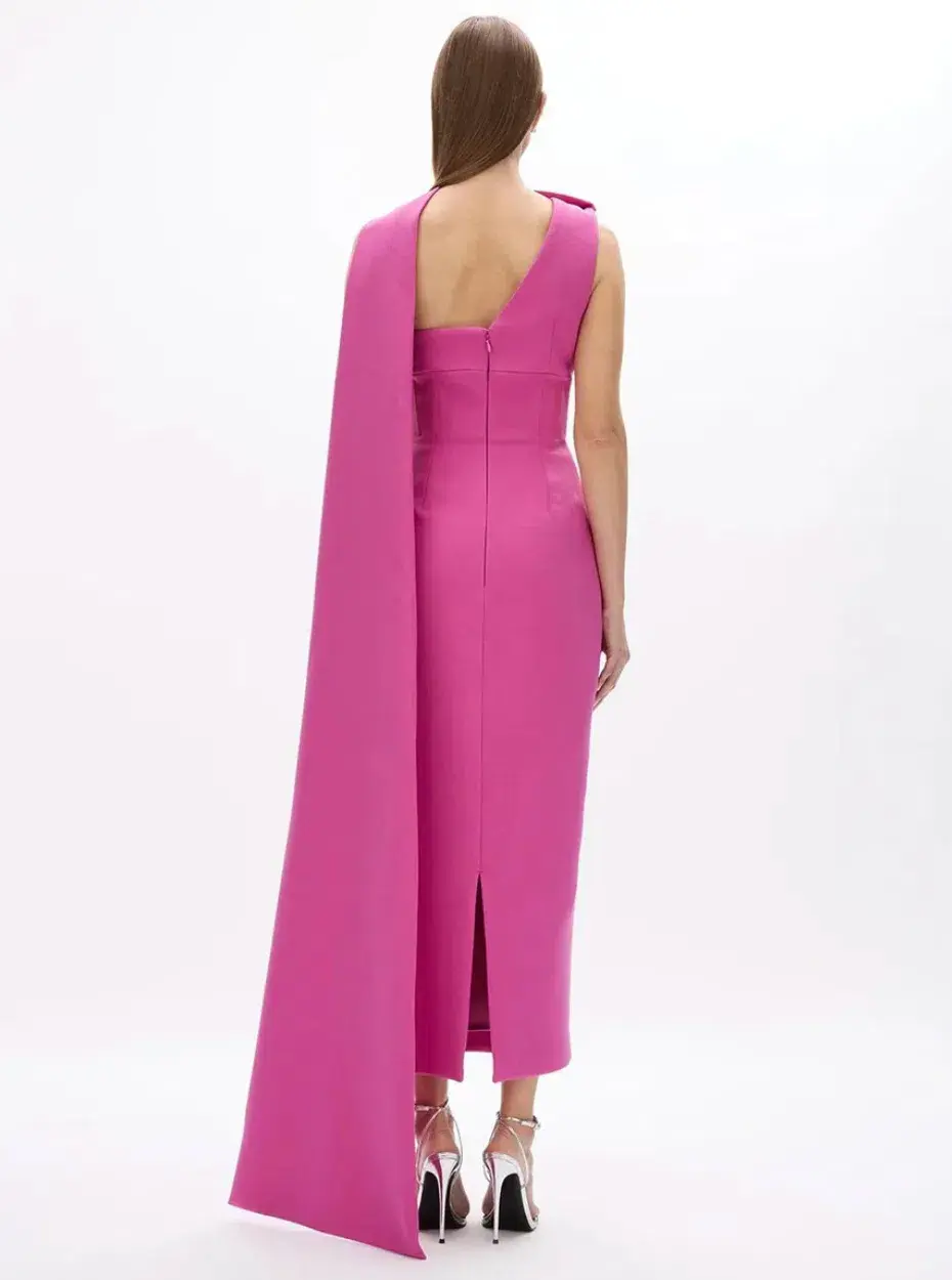 Rachel Gilbert Clara Midi Dress Hot Pink Size AU 6 - Image 4