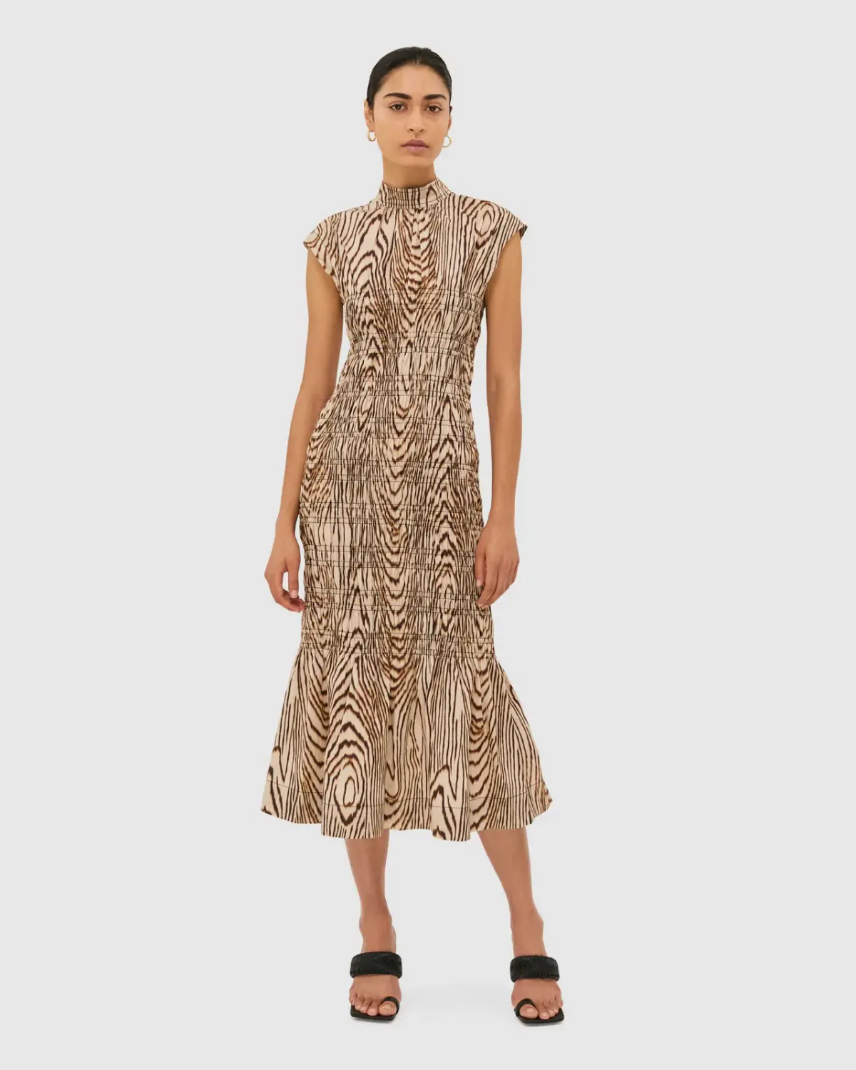 Saba Allegro Shirred Dress Brown Size AU 8 - Image 1