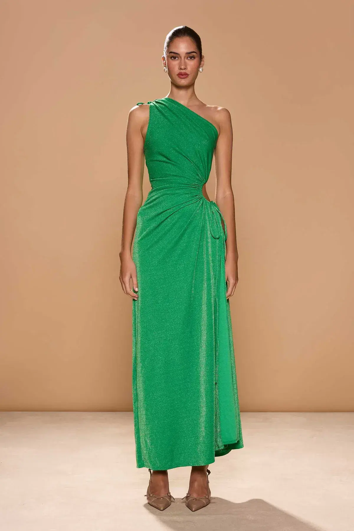 Sonya Moda Nour Maxi Dress Forest Green Shimmer Size 12 - Image 1