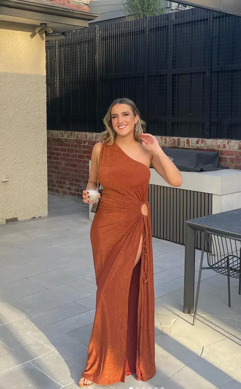 Sonya Moda Nour Maxi Dress Bronze Shimmer Size 12 - Image 3