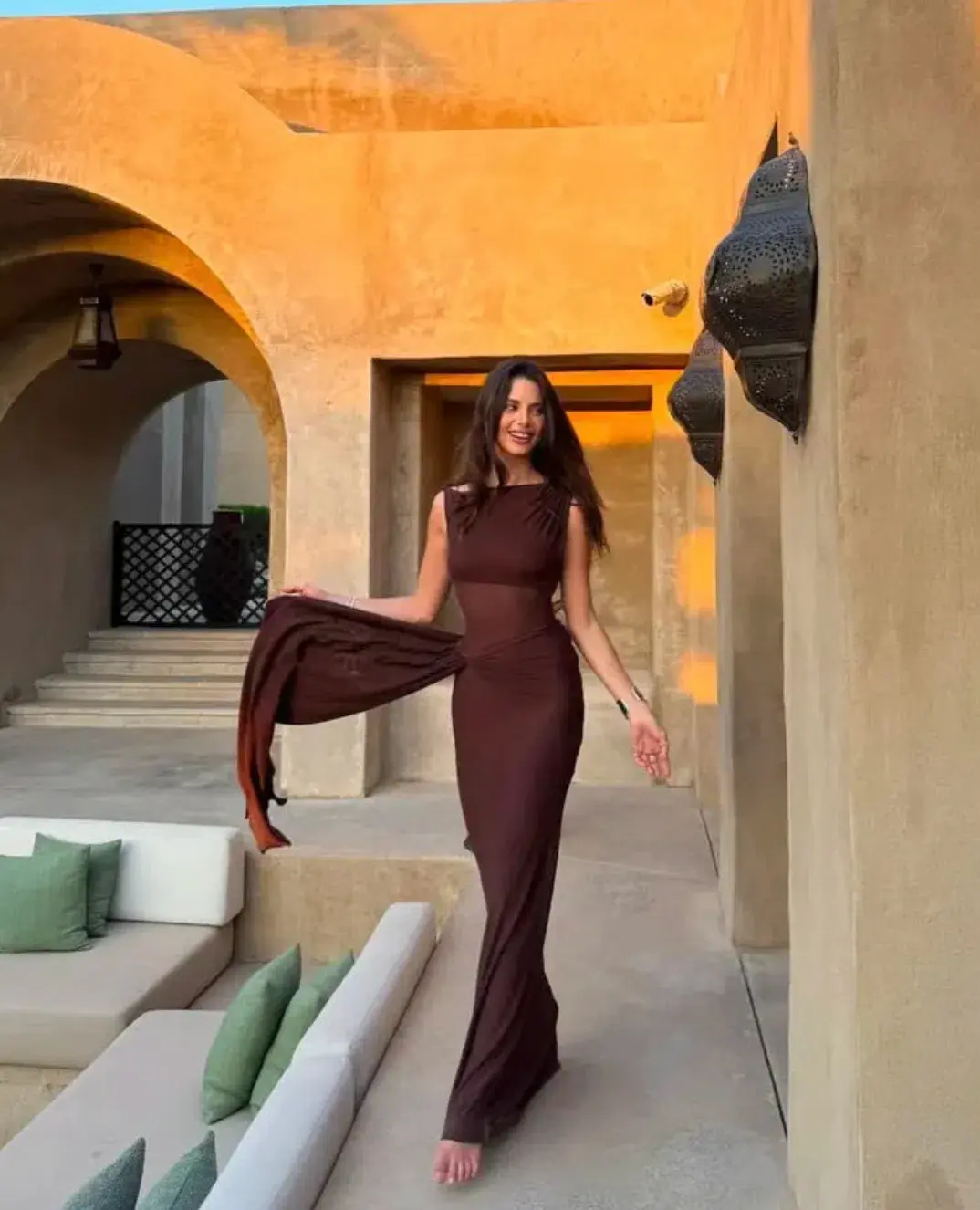 Misha Sisal Maxi Dress Espresso Size 10/M for rent on The Volte - main image