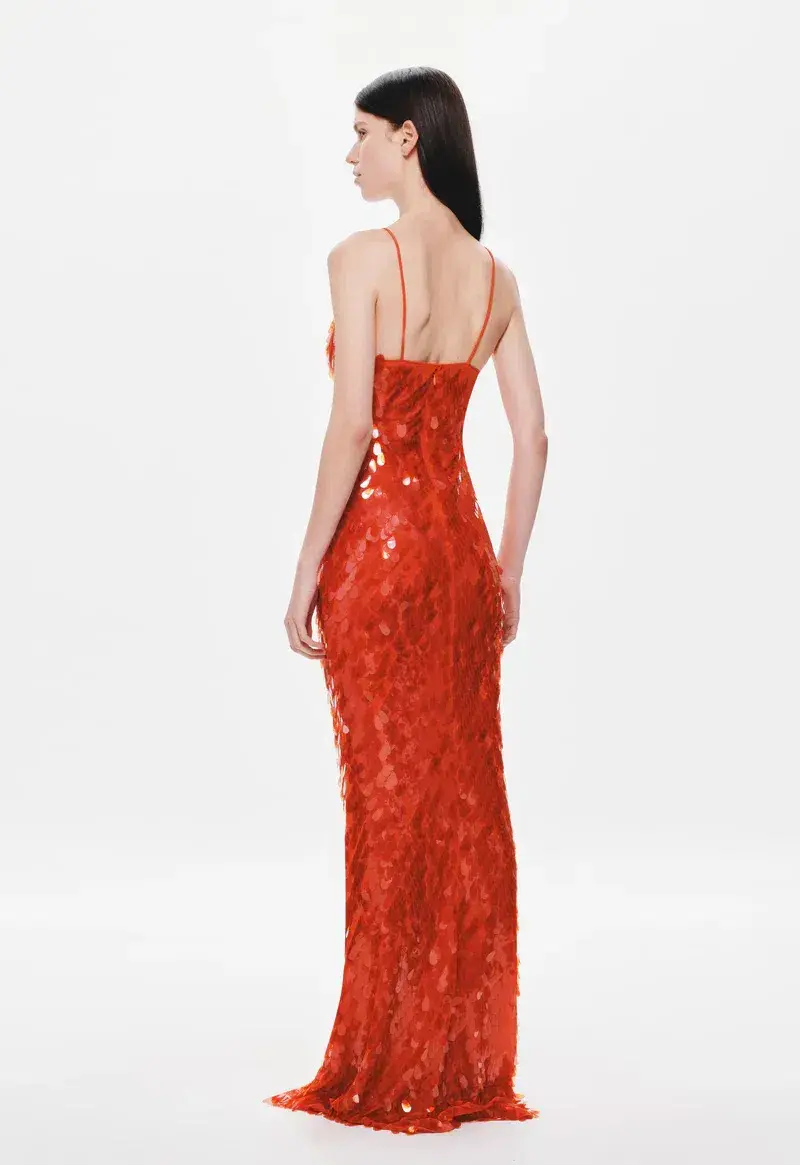 MISHA Sapphire Sequin Maxi Dress Red Size 8/S - Image 2