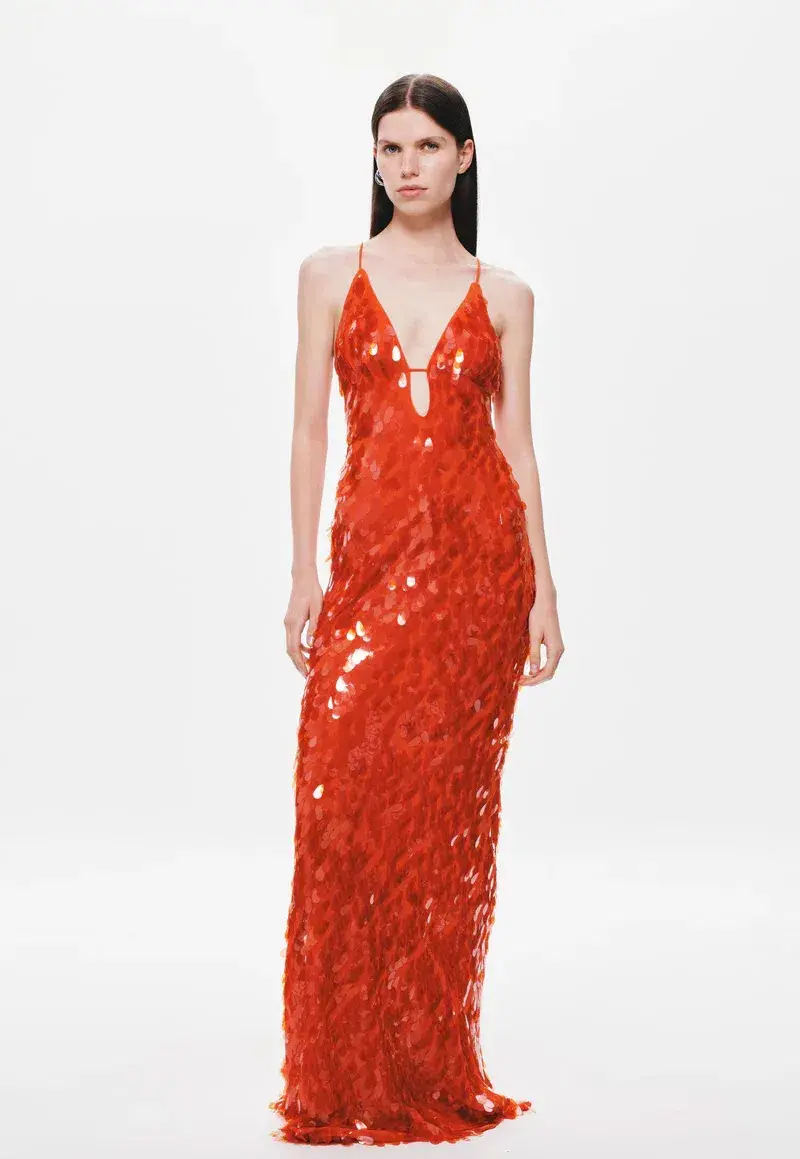 MISHA Sapphire Sequin Maxi Dress Red Size 8/S - Image 1
