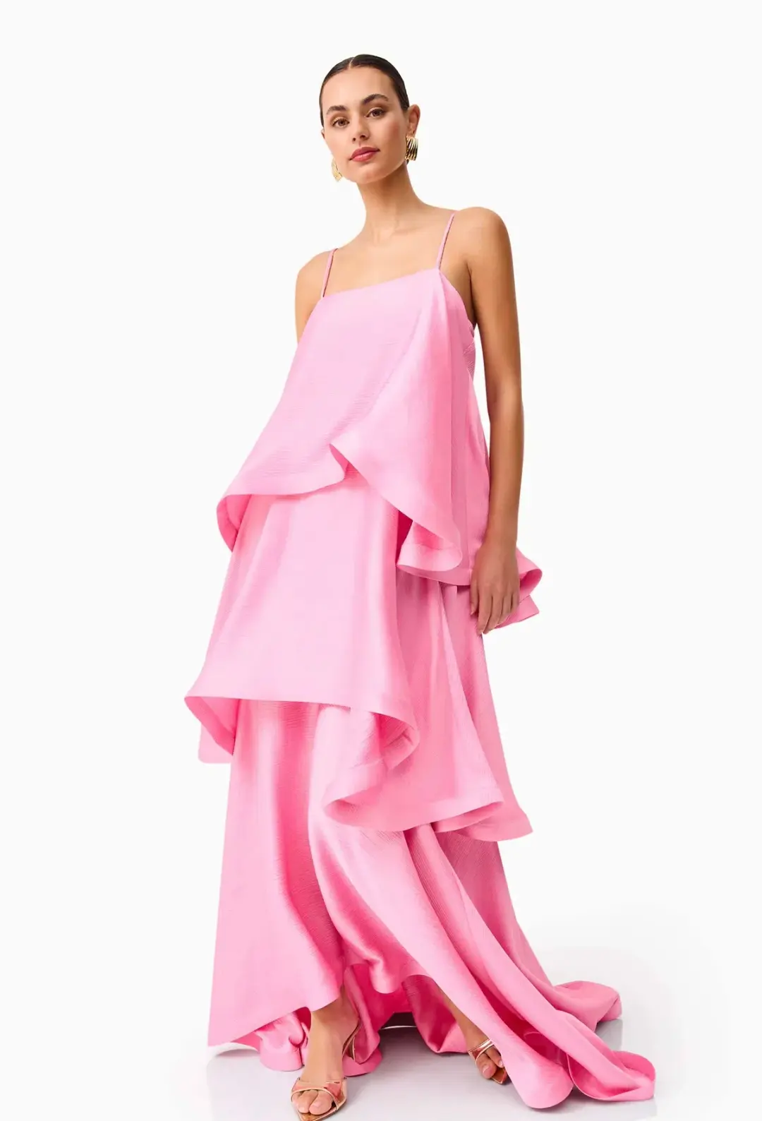 Elliatt Tilly Tiered Maxi Dress in Pink Size S/ AU 8 for rent on The Volte - main image
