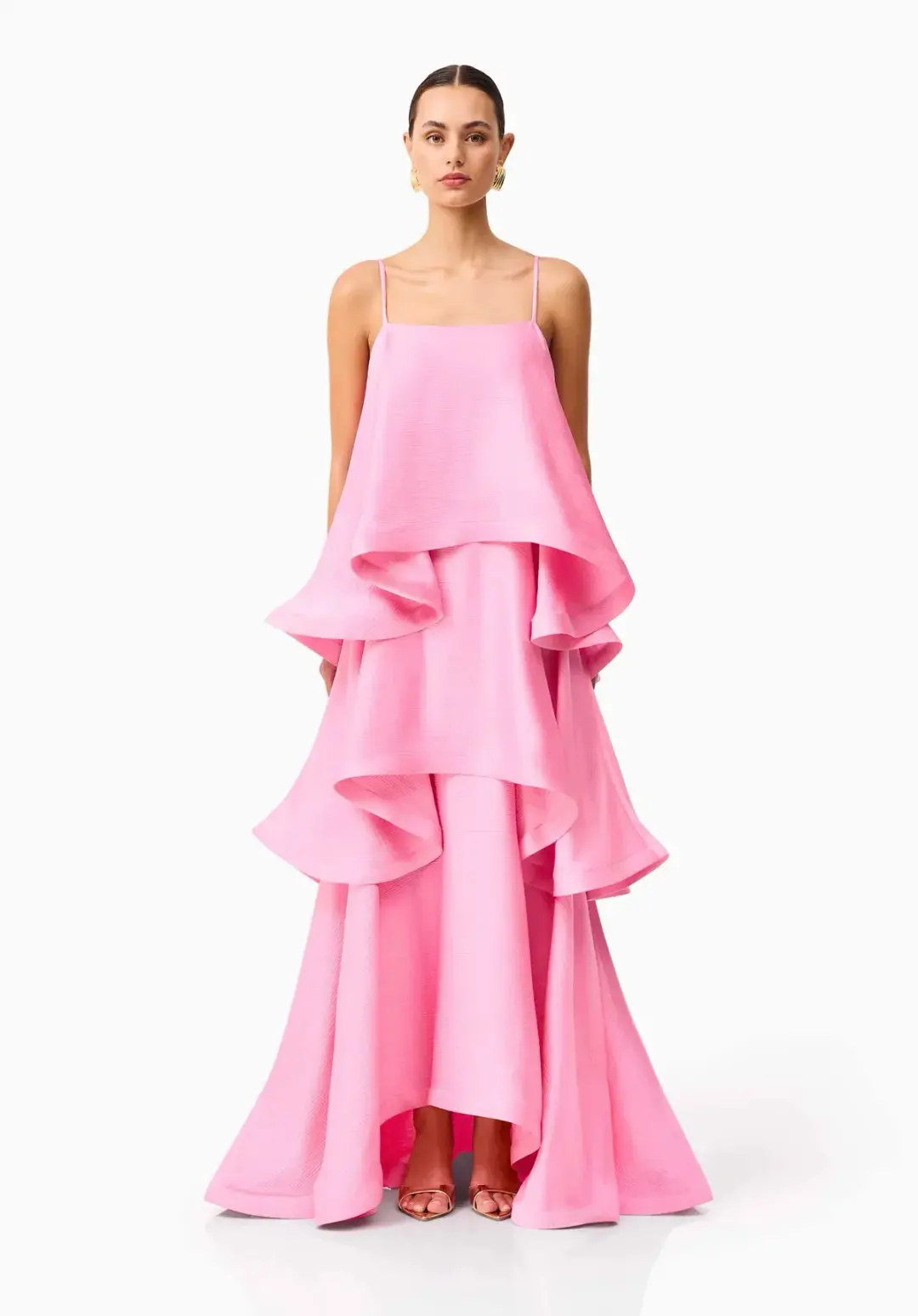 Elliatt Tilly Tiered Maxi Dress in Pink Size S/ AU 8 for rent on The Volte - main image