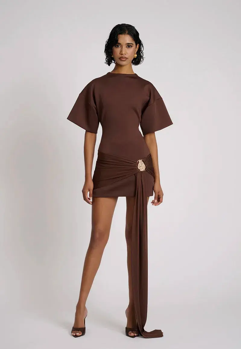 Eliya The Label MAXINE DRESS | CHOCOLATE Size 8 for rent on The Volte - main image