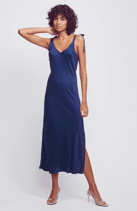 Silk Laundry Tie Shoulder Dress Navy size 12 - Image 1