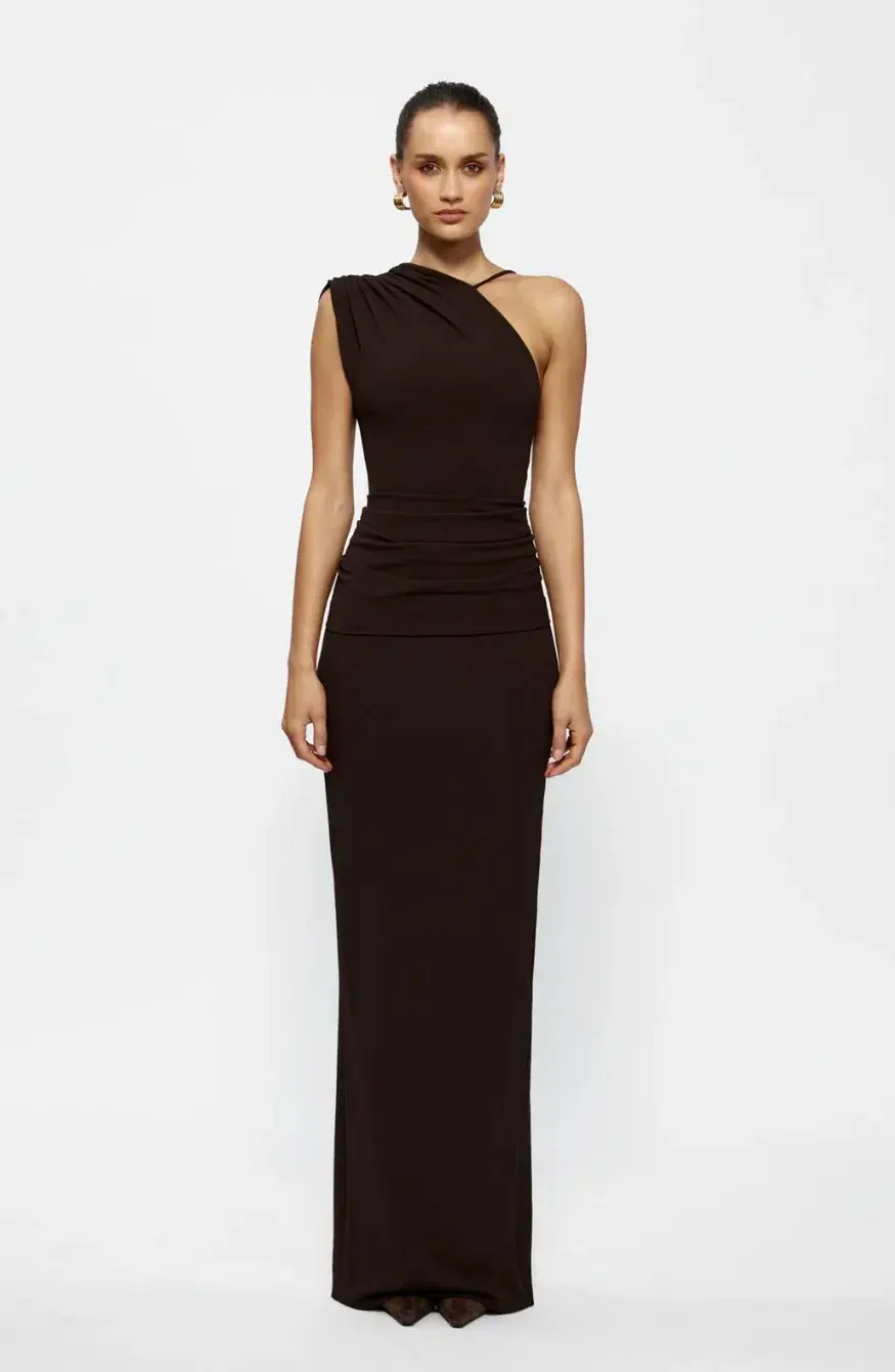 Effie Kats Greer Maxi Gown in Coffee Size 10 - Image 1