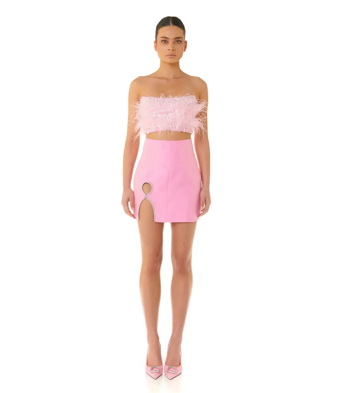 Eliya The Label Heather Top and  Simone Mini Skirt Pink Size AU 8 - Image 1