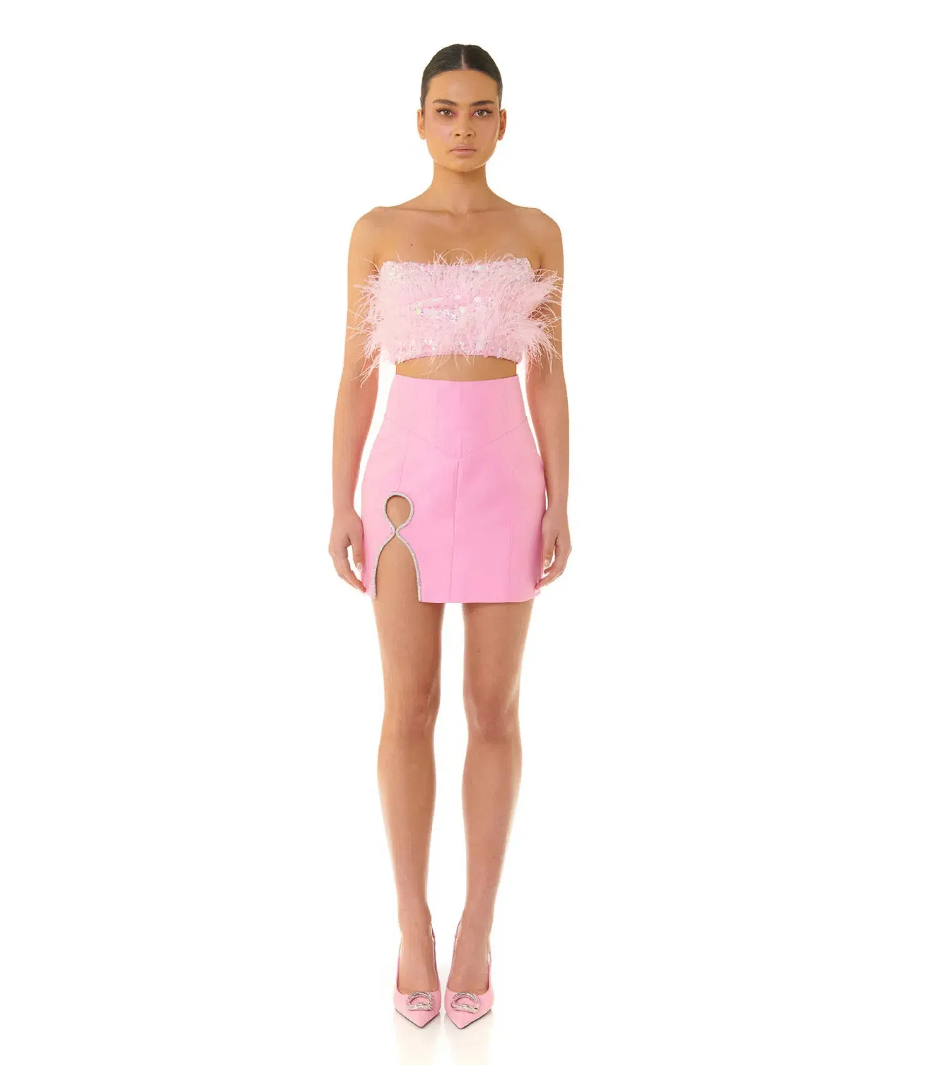 Eliya The Label Heather Top and  Simone Mini Skirt Pink Size AU 8 - Image 1