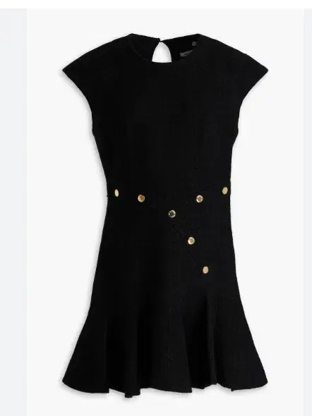 Sandro Fluted Button-embellished Tweed Mini Dress in Black Size 8  - Image 2