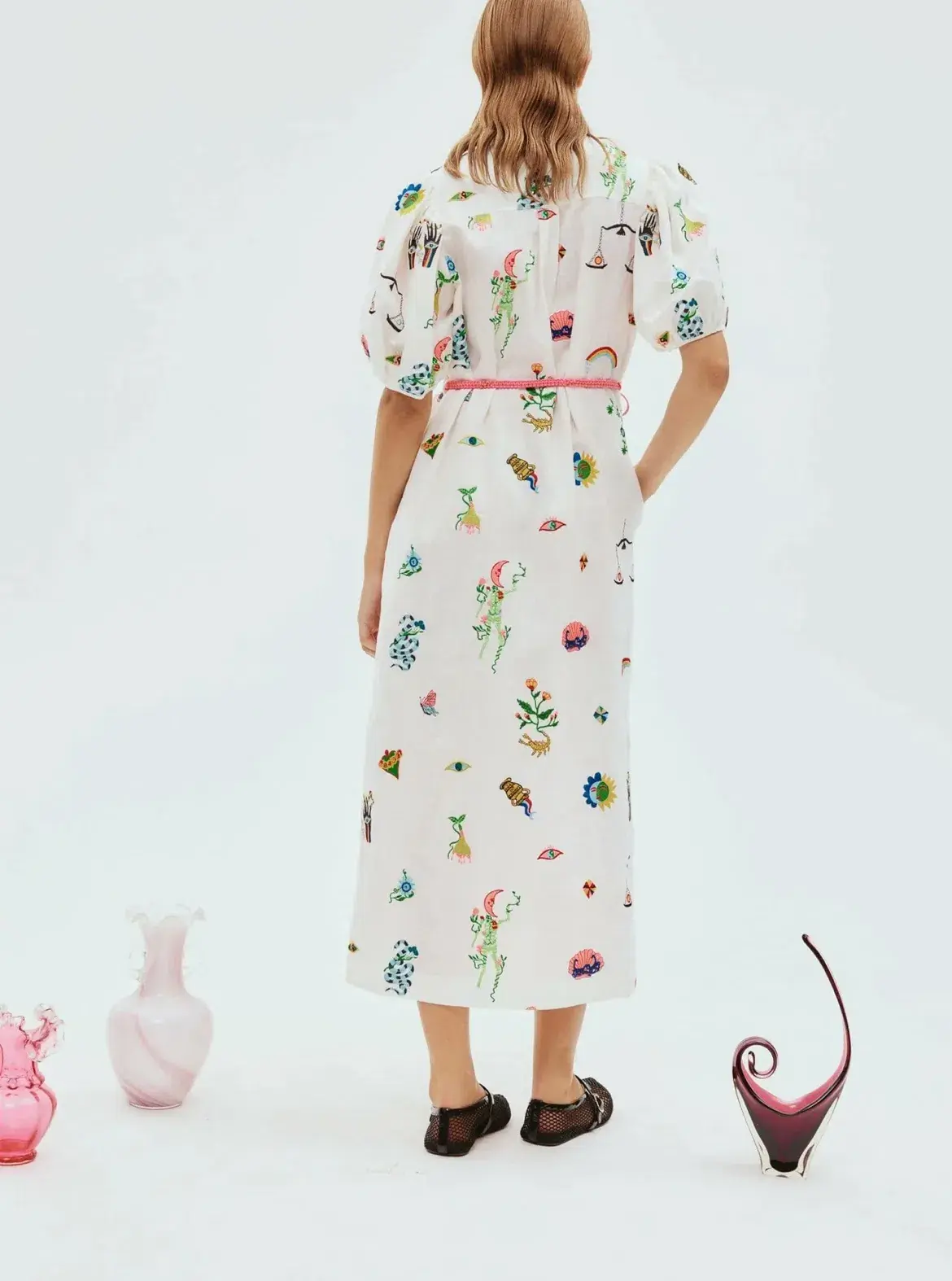 Alemais Atticus Embroidered Shirtdress White/Print Size 10 - Image 5