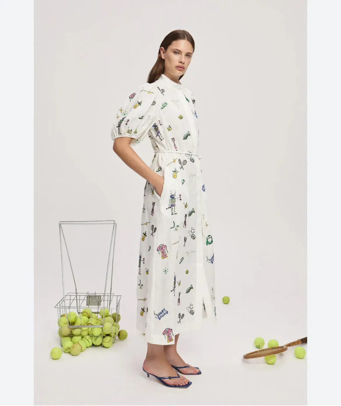 Alemais Atticus Embroidered Shirtdress White/Print Size 10 - Image 1