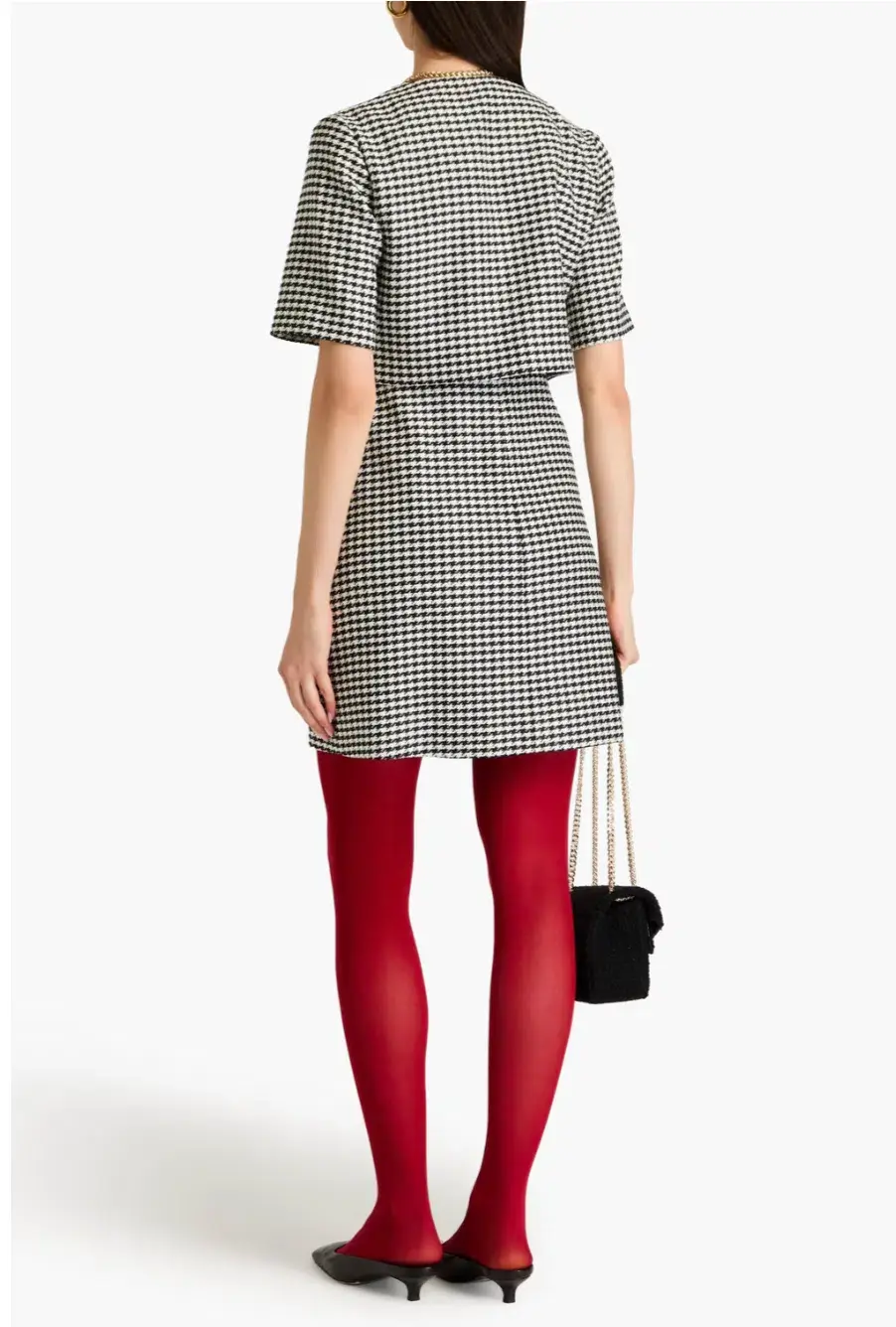 Sandro Houndstooth Tweed Mini Dress Black Size AU 8 - Image 2