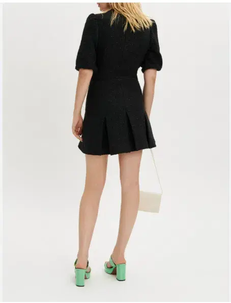 Maje Wrap Effected Metallic Tweed Mini Dress Size AU 8 - Image 2