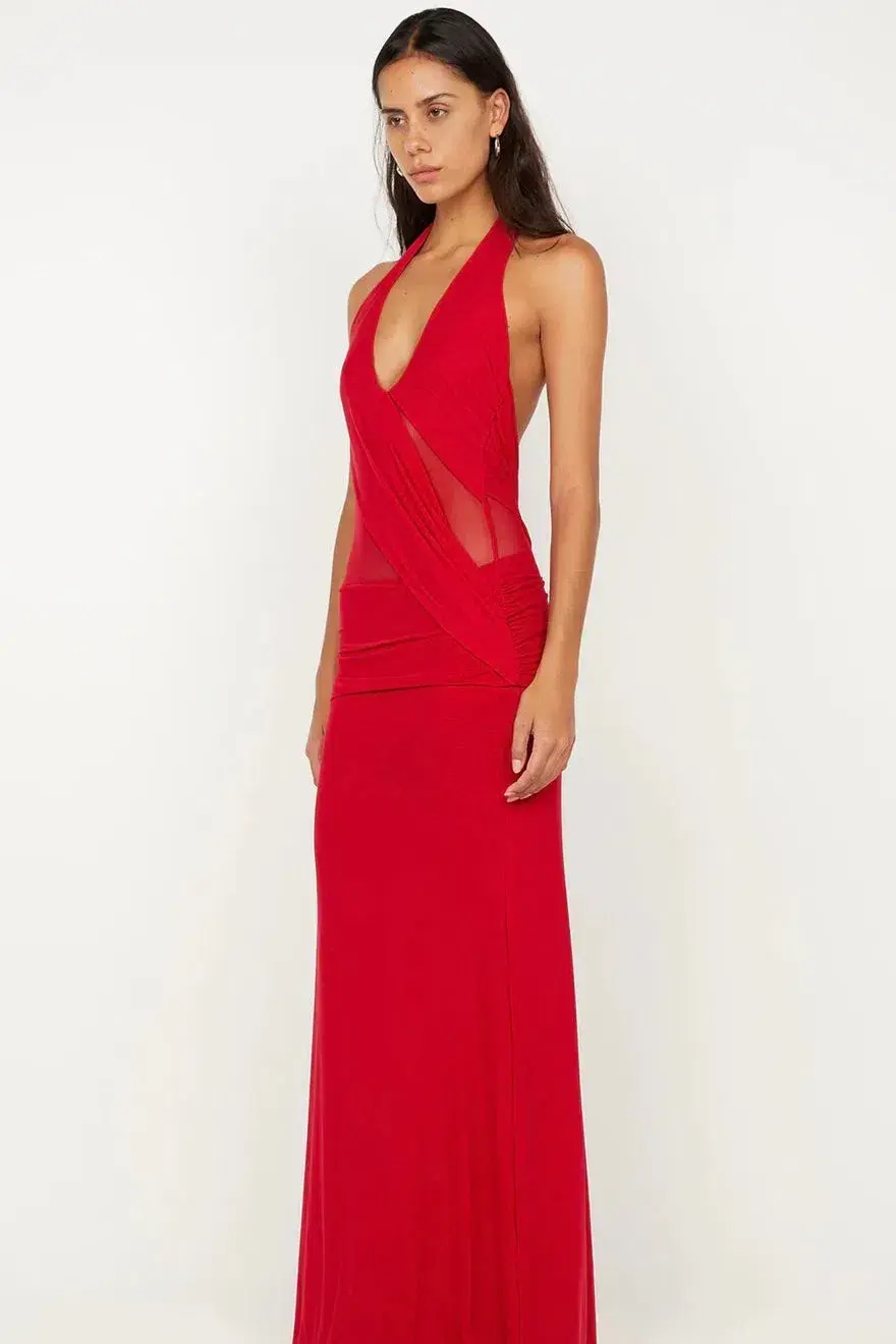Bec & Bridge Deija Halter Maxi Red Size AU 6 - Image 2