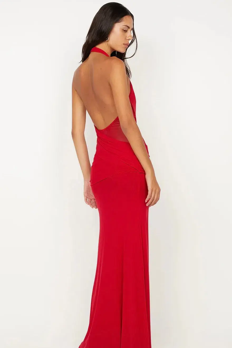 Bec & Bridge Deija Halter Maxi Red Size AU 6 - Image 3