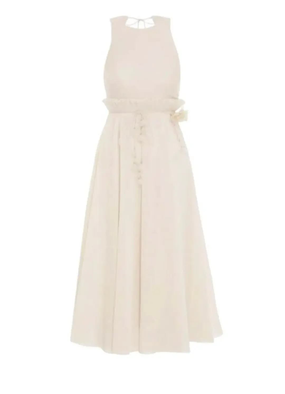 Zimmermann Pleated Picnic Midi Dress Ivory Size AU 10 for rent on The Volte - main image