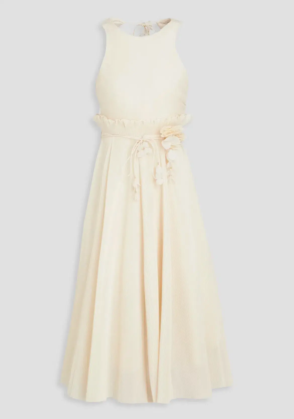 Zimmermann Pleated Picnic Midi Dress Ivory Size AU 10 - Image 4