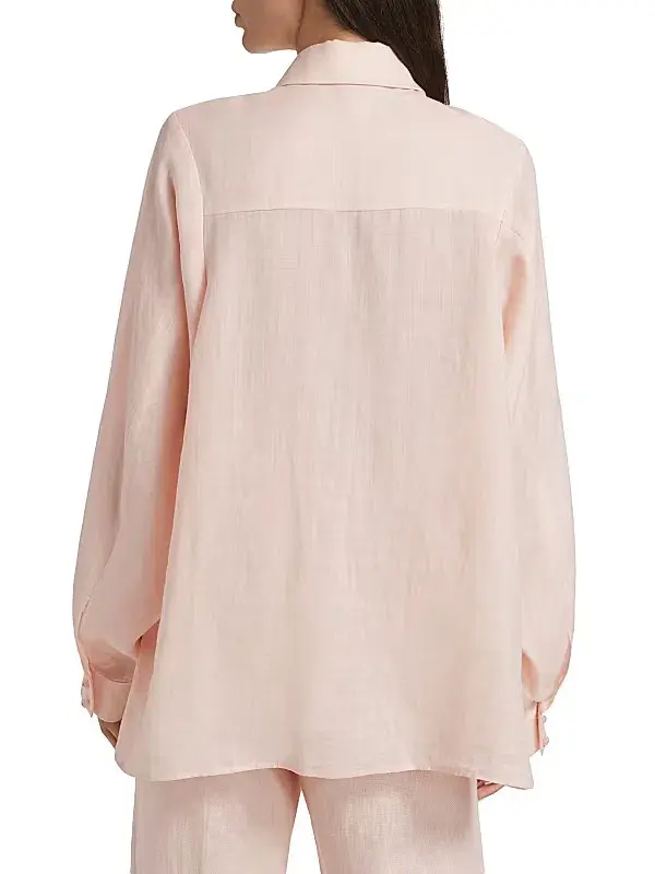 Zimmermann Crush Oversized Button Front Shirt Pink Size AU 12 - Image 2