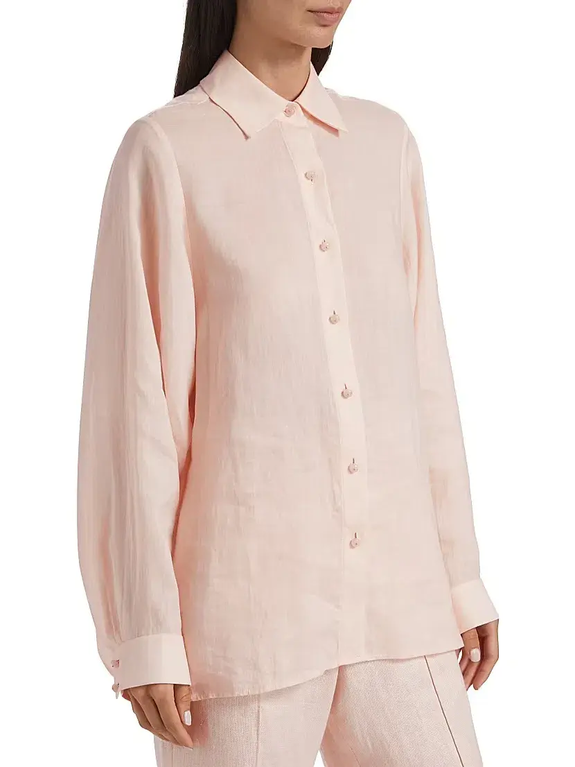 Zimmermann Crush Oversized Button Front Shirt Pink Size AU 12 - Image 3