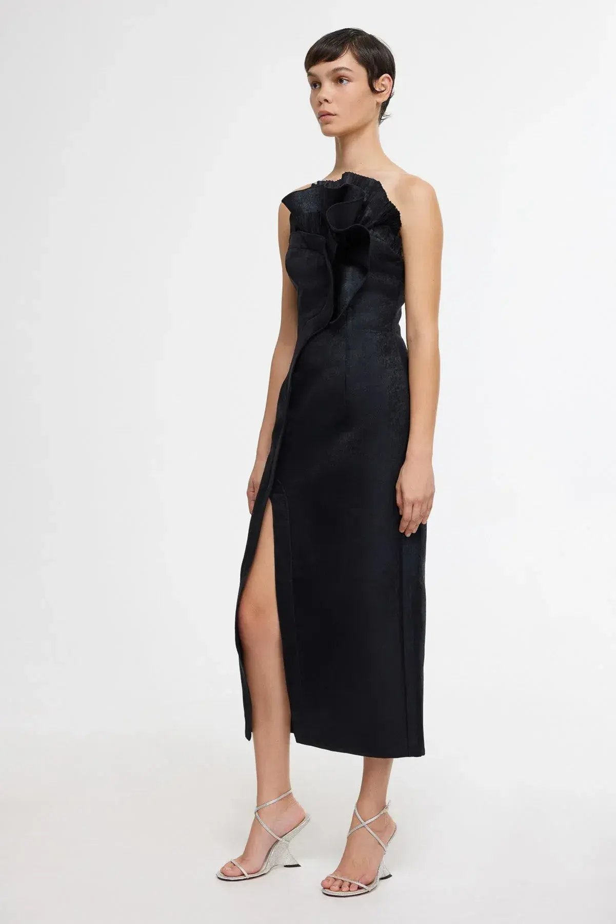 Acler Webster Midi Dress in Black Metallic Size AU 12 - Image 3