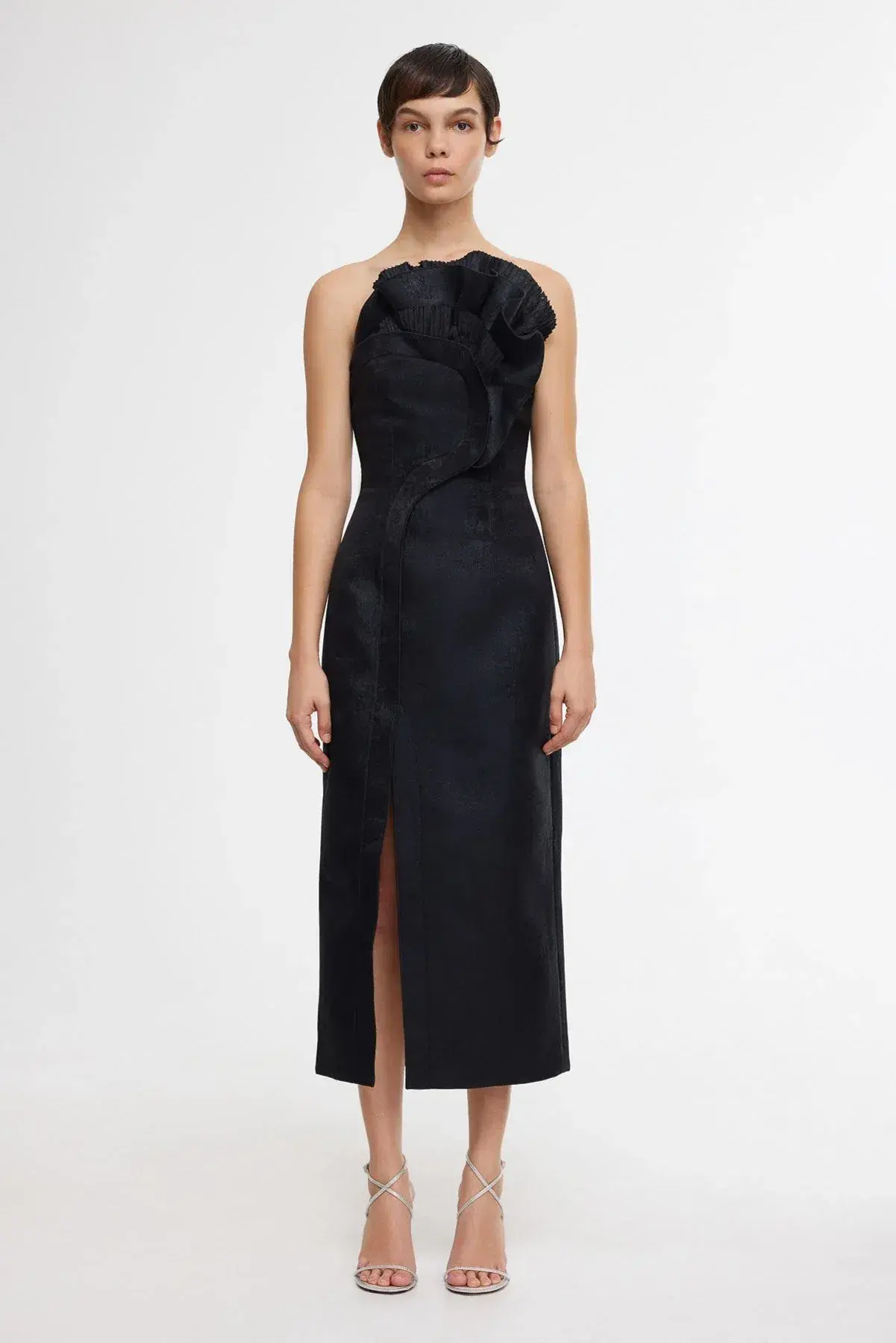 Acler Webster Midi Dress in Black Metallic Size AU 12 - Image 1