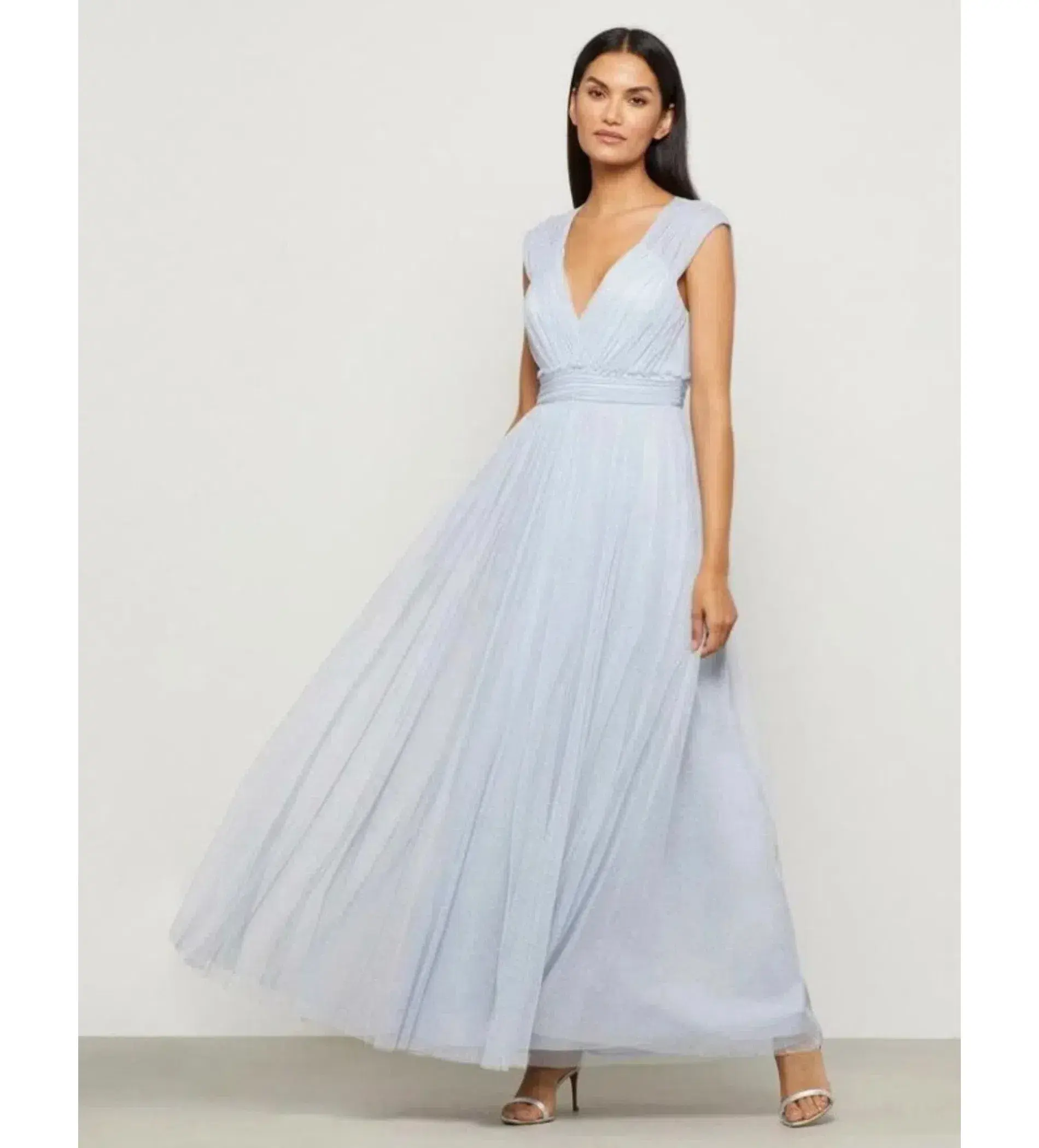 BCBGMAXAZRIA Women's V-Neck Evening Gown Blue Size AU 10 - Image 2