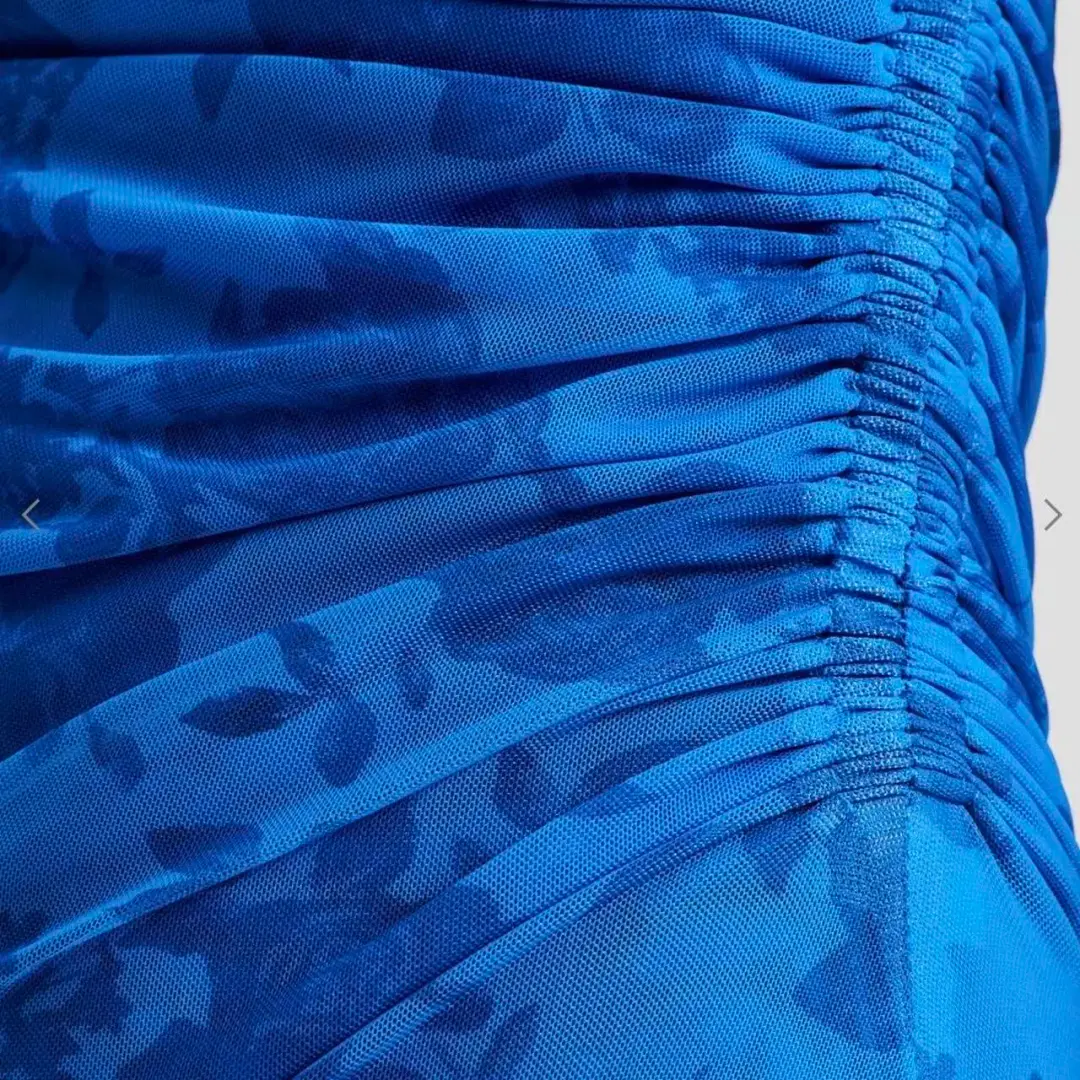 Scanlan Theodore Italian Floral Lace Print Mesh Maxi Dress Blue Size AU 10 for rent on The Volte - main image