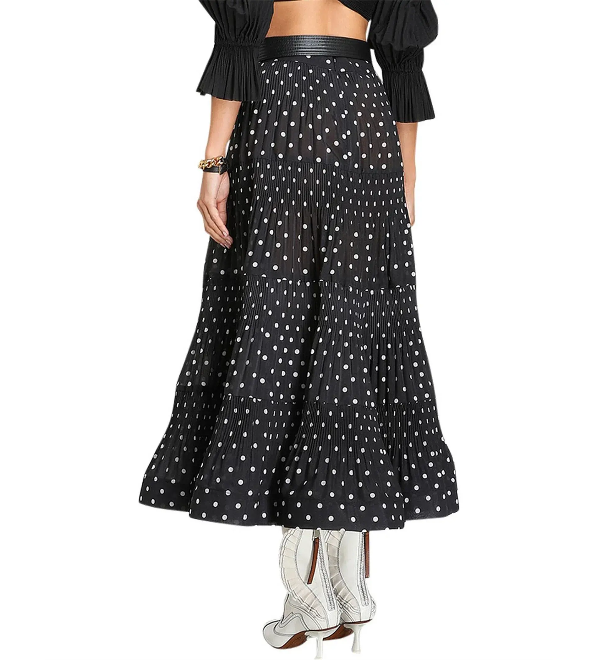 Zimmermann Tiered Plissé Voile Midi Skirt Polka Dot Size 0 AU 8 - Image 3