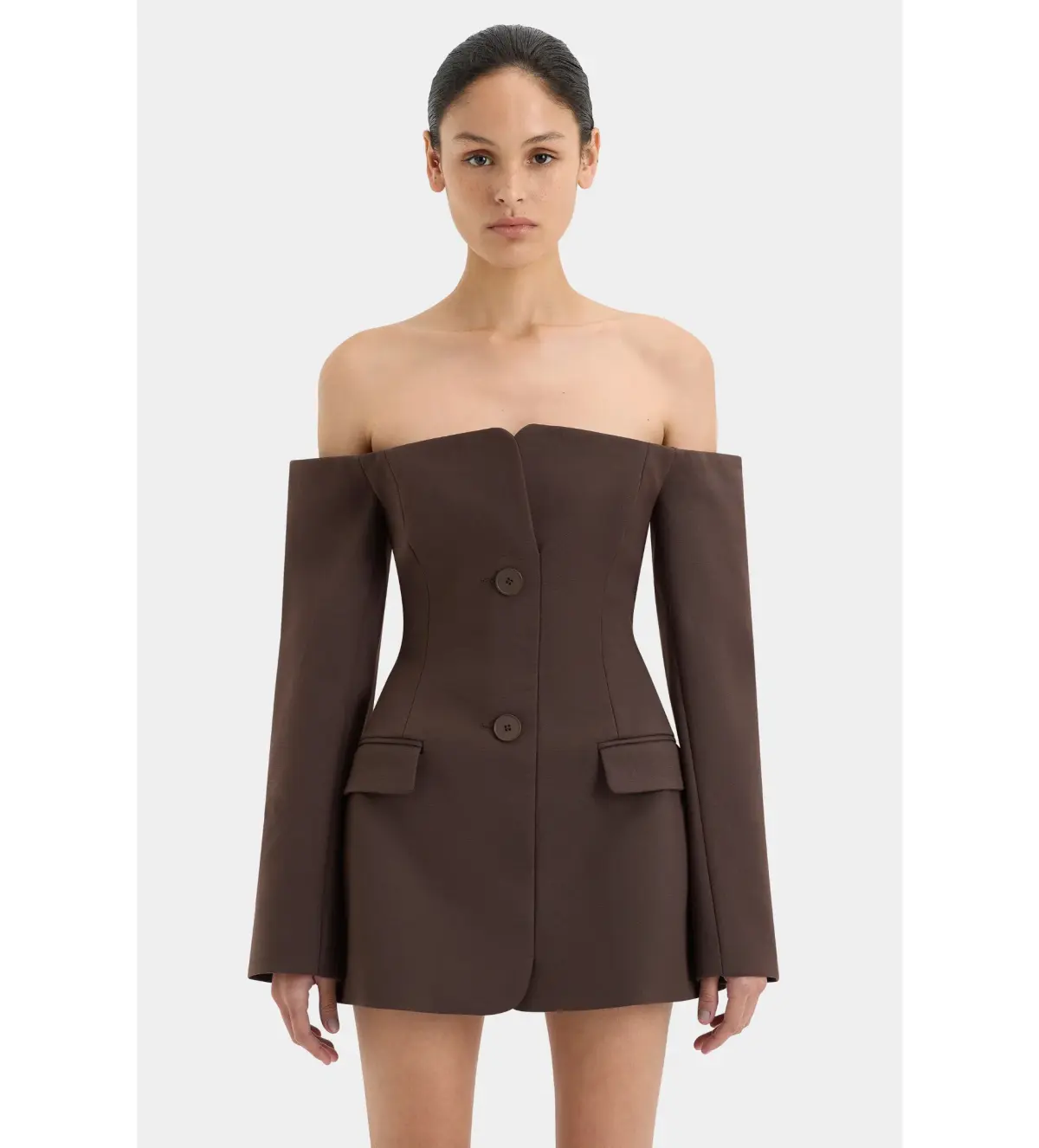 Sir the Label Sandrine Tailored Mini Dress Chocolate Size 1 AU 8 - Image 5