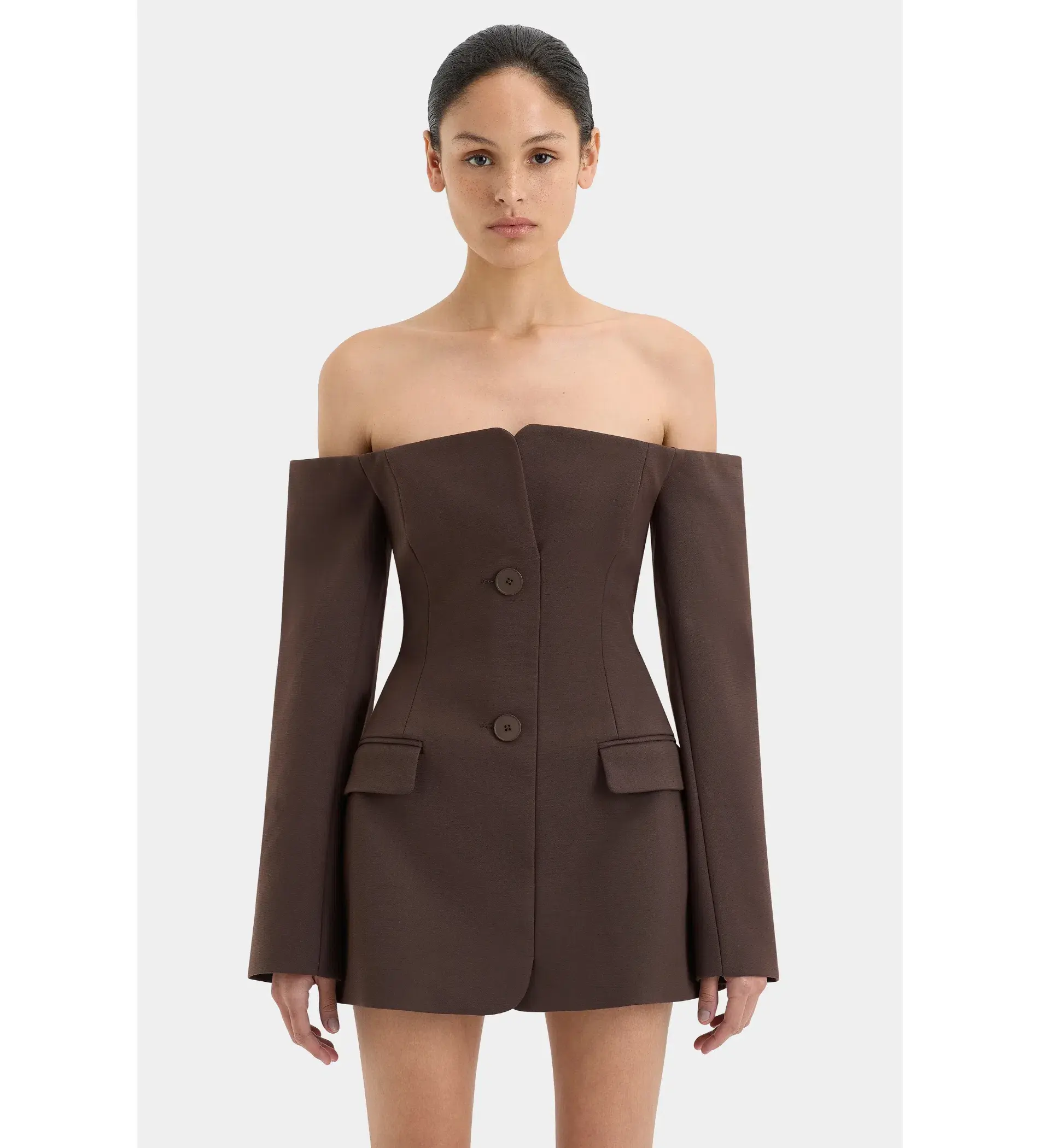 Sir the Label Sandrine Tailored Mini Dress Chocolate Size 1 AU 8 - Image 5
