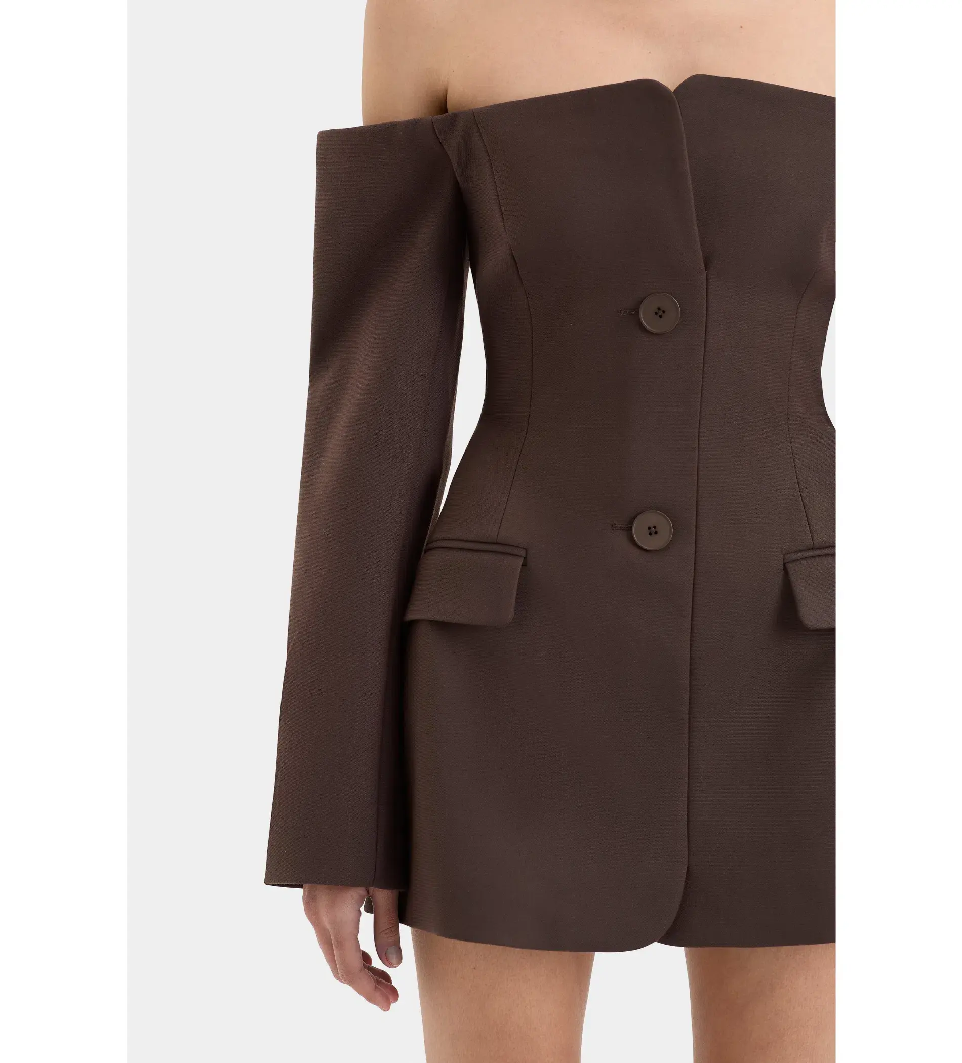 Sir the Label Sandrine Tailored Mini Dress Chocolate Size 1 AU 8 - Image 6