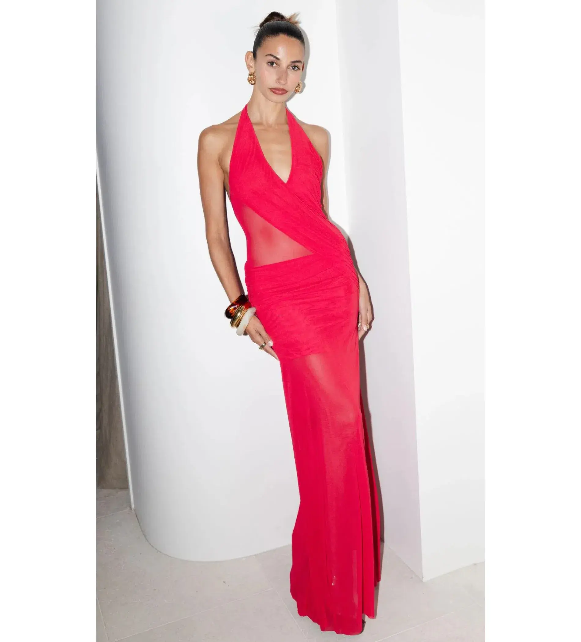 Bec & Bridge Deija Halter Maxi Dress Strawberry Size AU 8 - Image 2