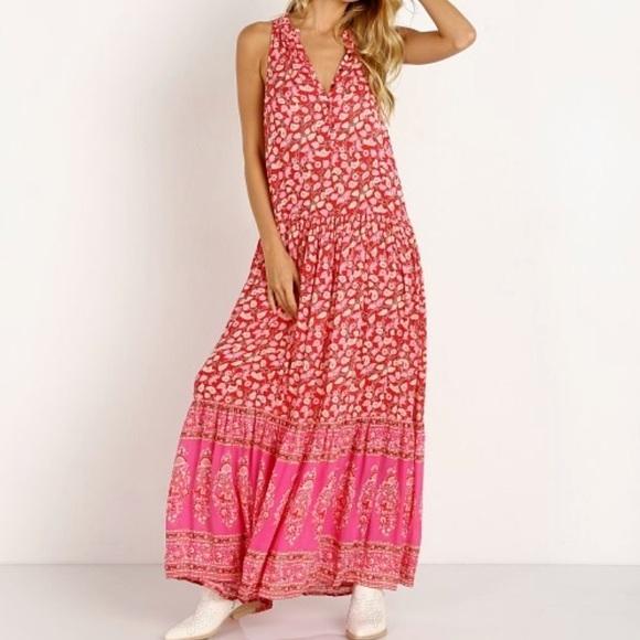 Spell & The Gypsy Collective 'Delirium' Red Pink Floral Maxi Dress - Image 1