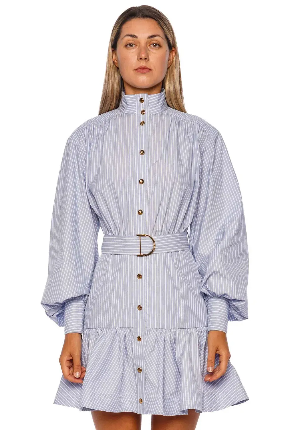 Zimmermann Stripe Utility Mini Dress Blue Sptripe Size 3 / AU 14 - Image 2