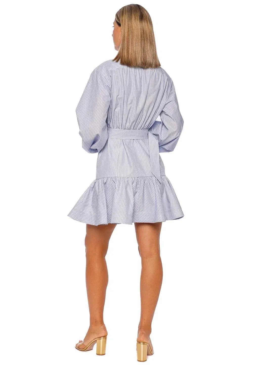 Zimmermann Stripe Utility Mini Dress Blue Sptripe Size 3 / AU 14 - Image 3