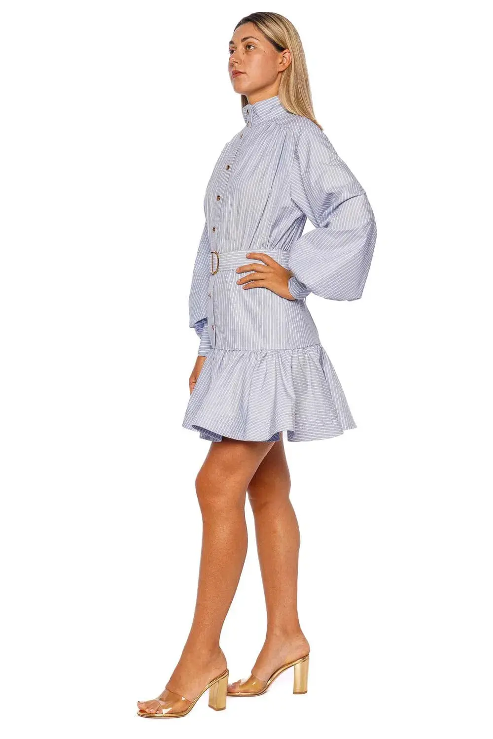 Zimmermann Stripe Utility Mini Dress Blue Sptripe Size 3 / AU 14 - Image 4