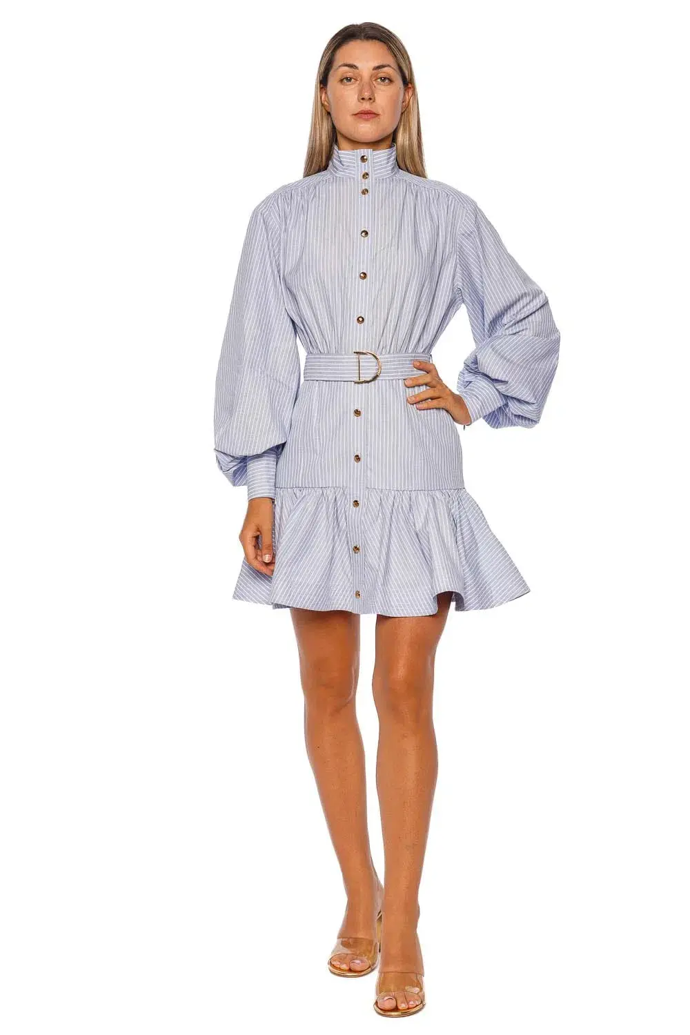 Zimmermann Stripe Utility Mini Dress Blue Sptripe Size 3 / AU 14 - Image 1
