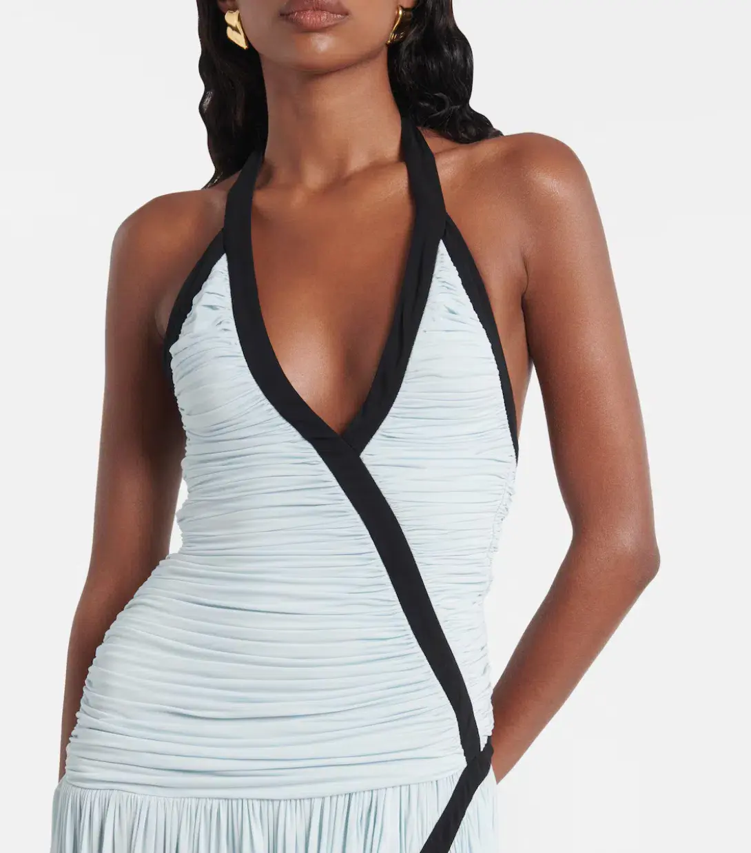Christopher Esber Suspended Ruched Jersey Maxi Dress Blue Size Au6  - Image 3