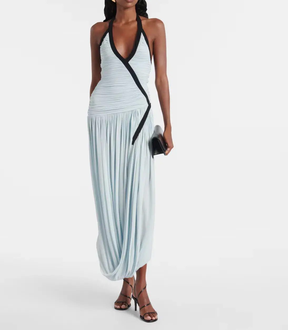Christopher Esber Suspended Ruched Jersey Maxi Dress Blue Size Au6  - Image 1